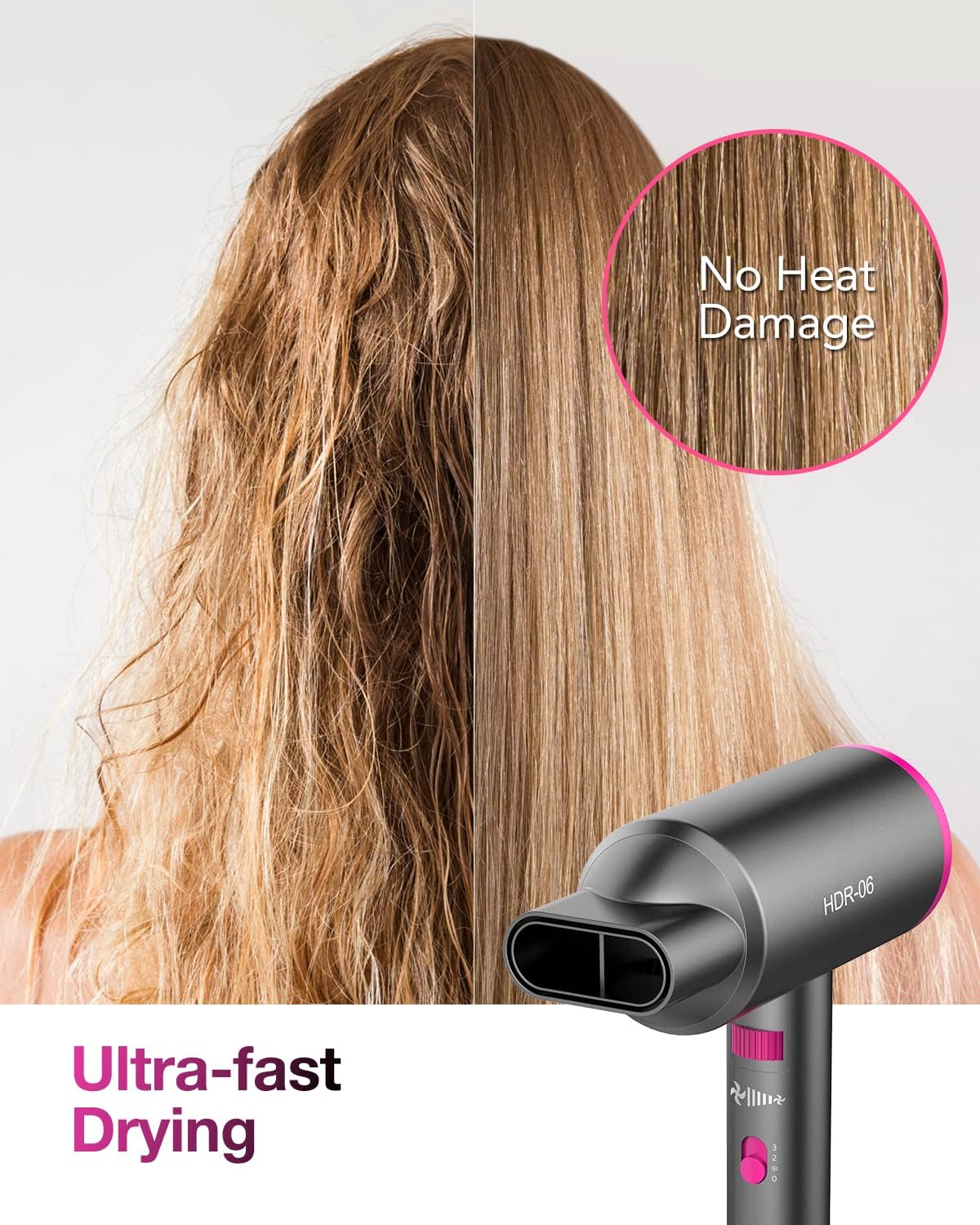 SIYOO Hair Dryer with Diffuser, 1600W Ionic Blow Dryer, Constant Temperature Hair Care Without Hair Damage : Beauty & Personal Care