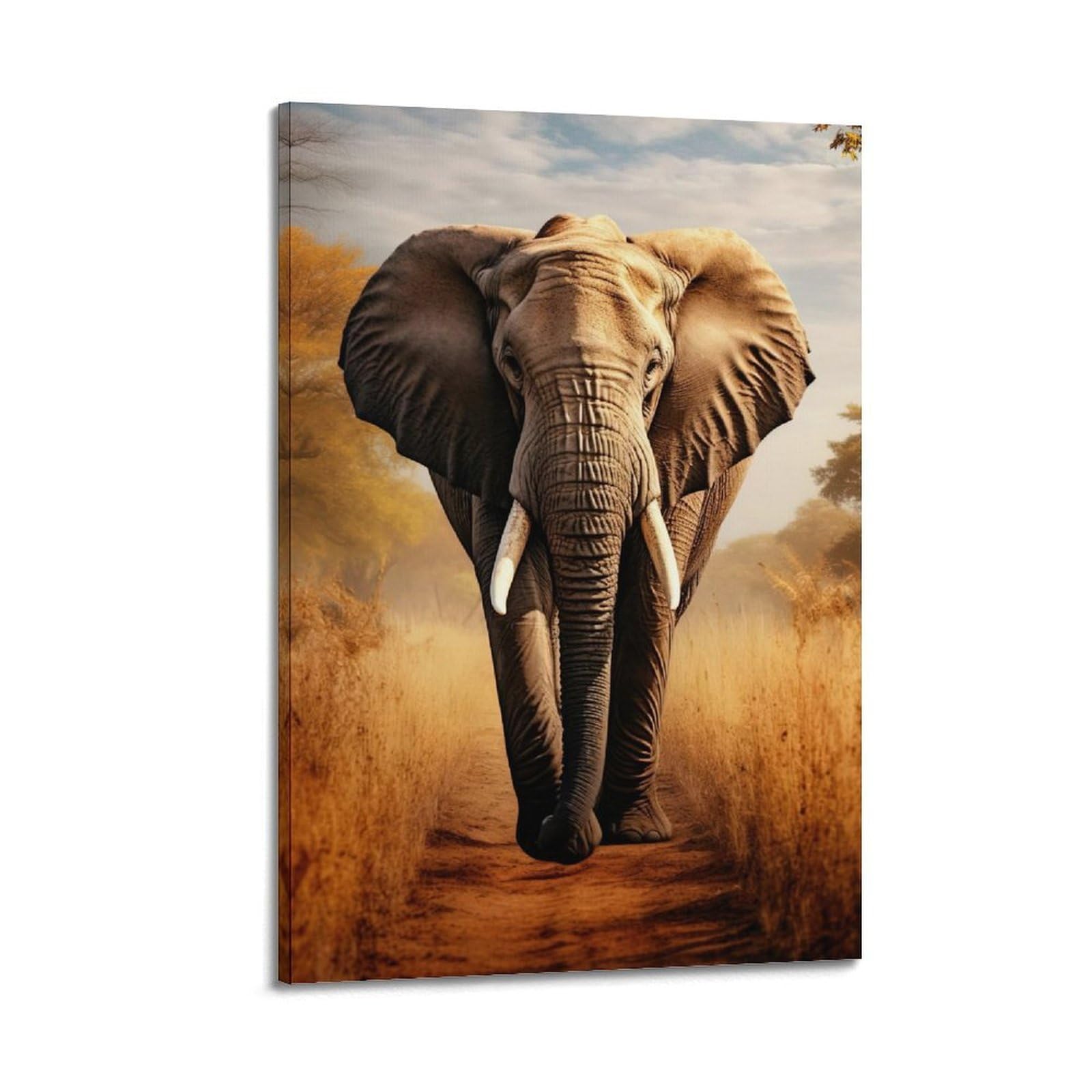 ZSZWHJ Animal Artwork Poster Elephants in The Grasslands Poster Decorative Painting Canvas Wall Posters And Art Picture Print Modern Family Bedroom Decor Posters 24x36inch(60x90cm)