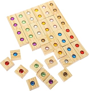 CIYODO Wooden Stacking Blocks 1 Set Wooden Rainbow Blocks Wood Building Blocks Building Blocks for Kids Wooden Building Blocks Gem Teaching Aids Child Wood, Acrylic