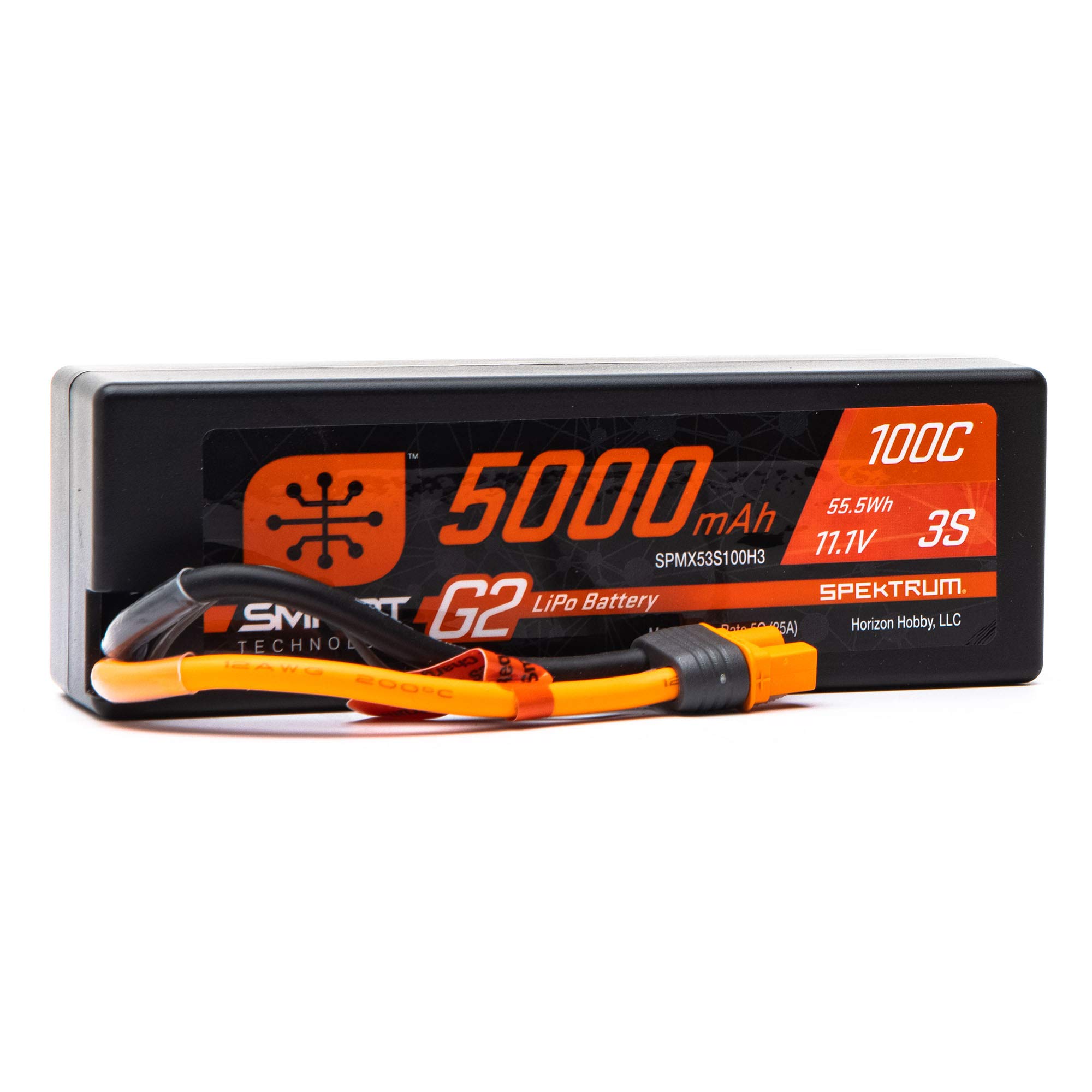 Spektrum 11.1V 5000mAh 3S 100C Smart G2 Hardcase LiPo Battery: IC3, SPMX53S100H3, Multi