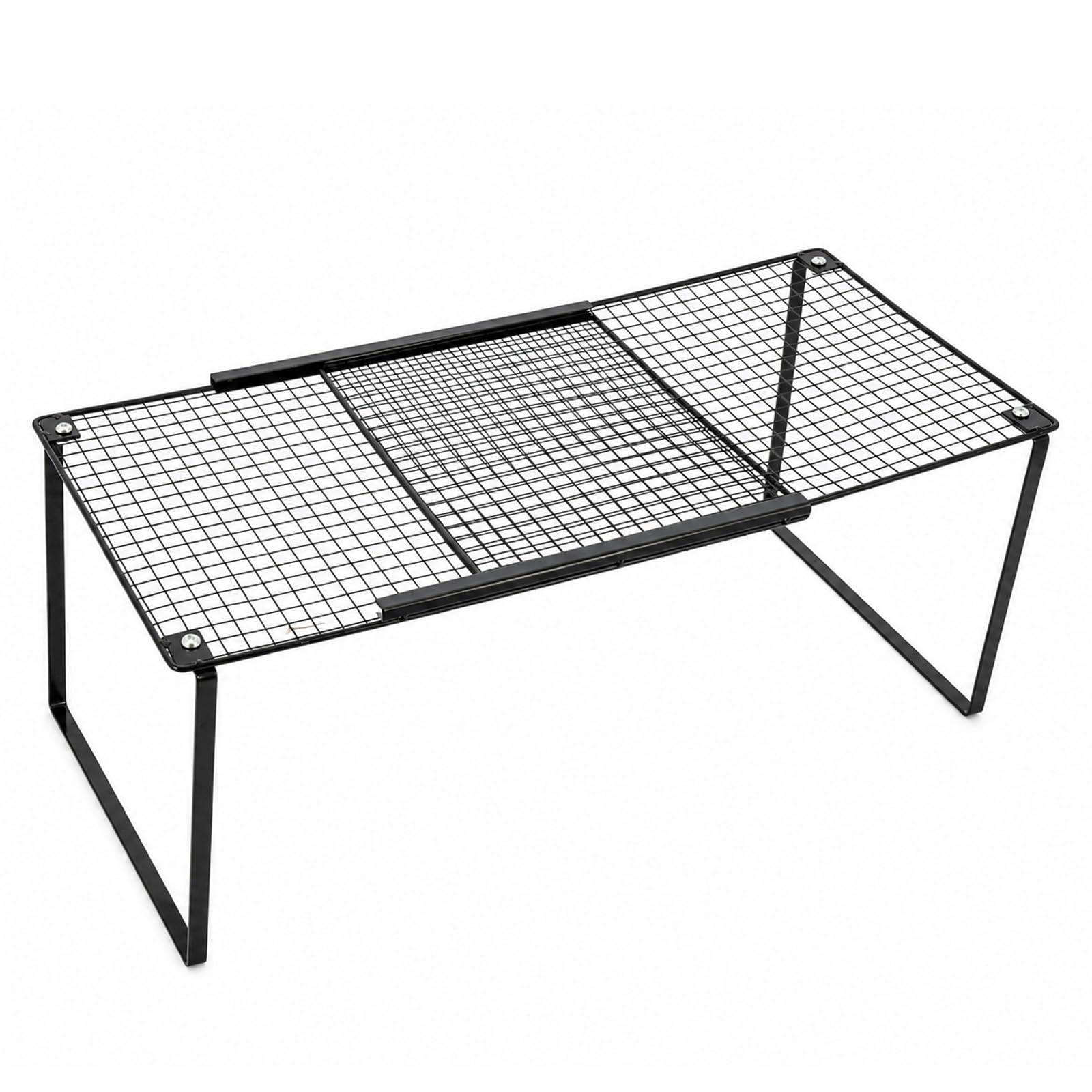 BLUE BAZAAR Adjustable Shelf Organizer Expandable Stackable Kitchen Storage (Black)