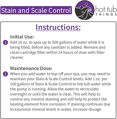 Miniatura 7 de Hot Tub Things Control de manchas y escalas, 32 onzas, evita la decoloración y las manchas de la superficie del spa