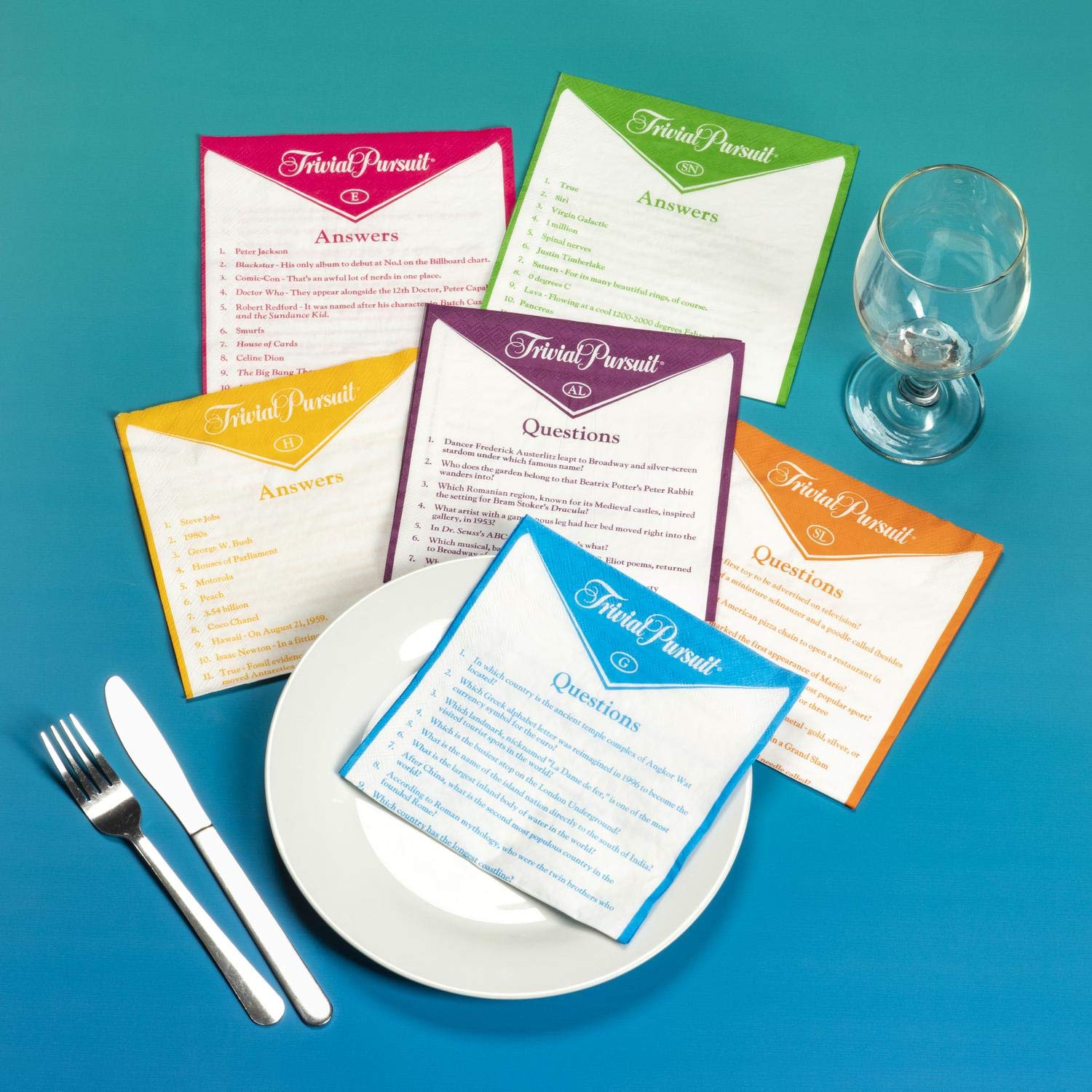 Paladone Trivial Pursuit Servilletas – Juego de 24 servilletas con preguntas triviales, PP6680TP
