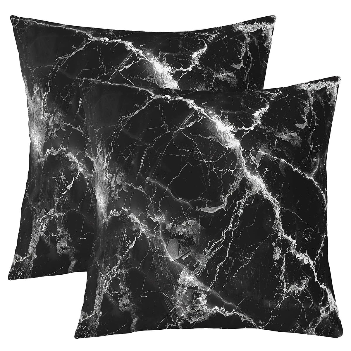 Housse de coussin en marbre noir blanc doux respirant 60x60 déco salon