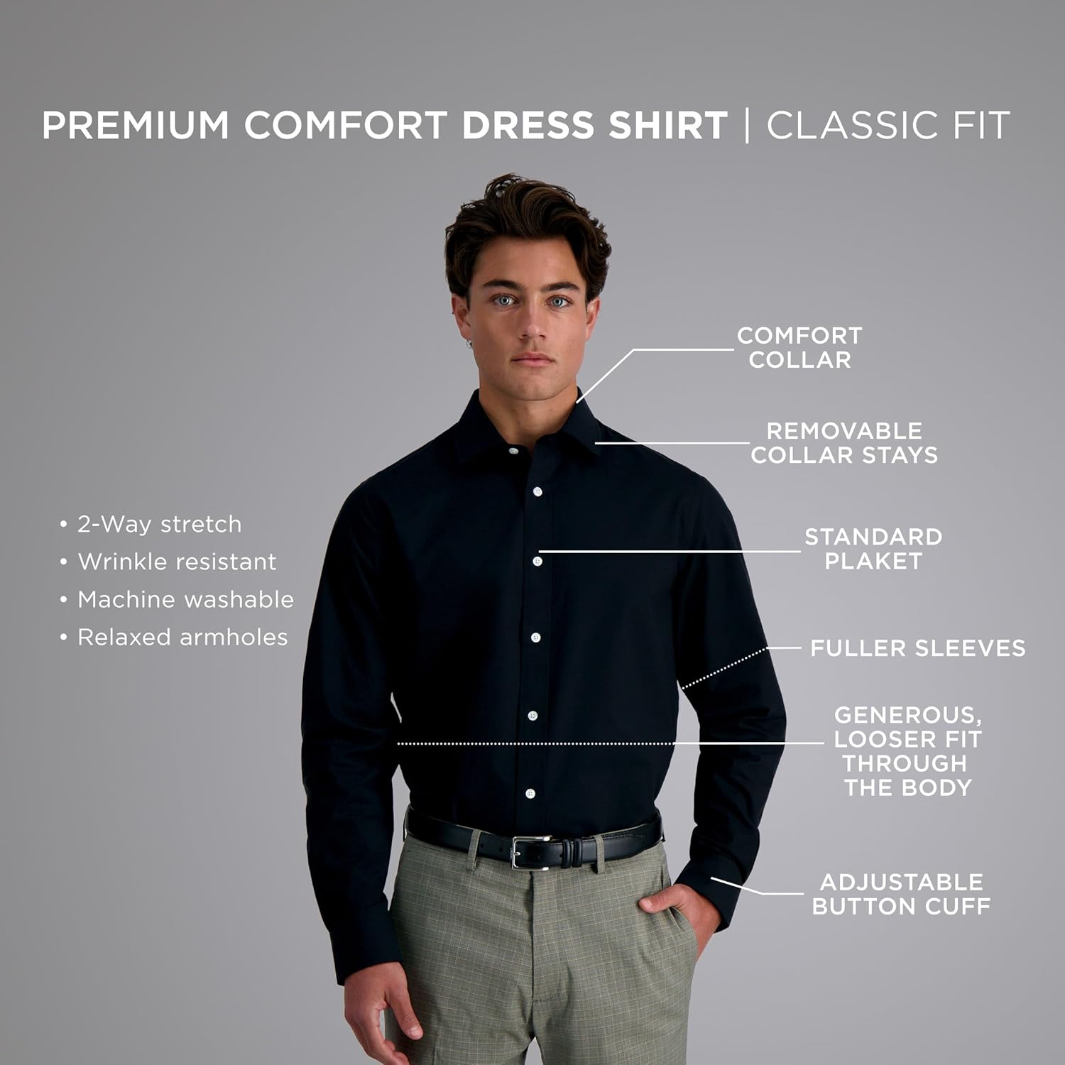 Haggar Men's Premium Comfort Classic Fit Dress Shirt - Image 6