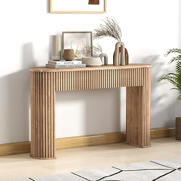 Farmhouse Console Table, 30" H Sofa Tables with Drawers, Natural