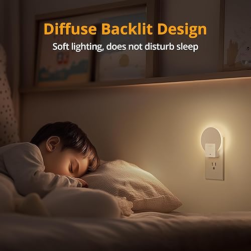 Miniatura 2 de Lyridz Luz nocturna LED retroiluminada con enchufe con sensor automático de anochecer a amanecer, 1-50 LM regulable luz nocturna blanca cálida