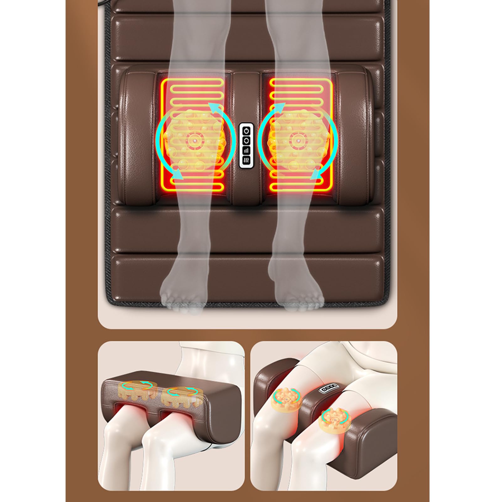 Shiatsu - Alfombrilla de masaje de amasamiento con calor, almohadilla eléctrica para silla térmica para relajación de cuerpo completo, 20 cabezales de masaje de cuello, 9 modos, fuerza ajustable