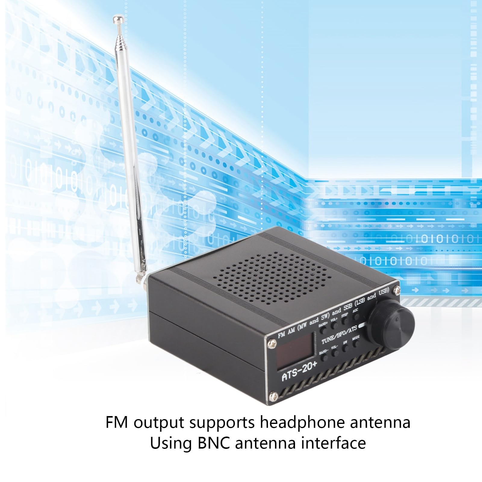 SI4735-RDS-ALL-OLED, Receptor, Carga USB, Am LW MW SW SSB, Long Service Life, Antenna BNC, Altavoz 1W (con) Batería de Litio de 3.6V, para Salida de Audio