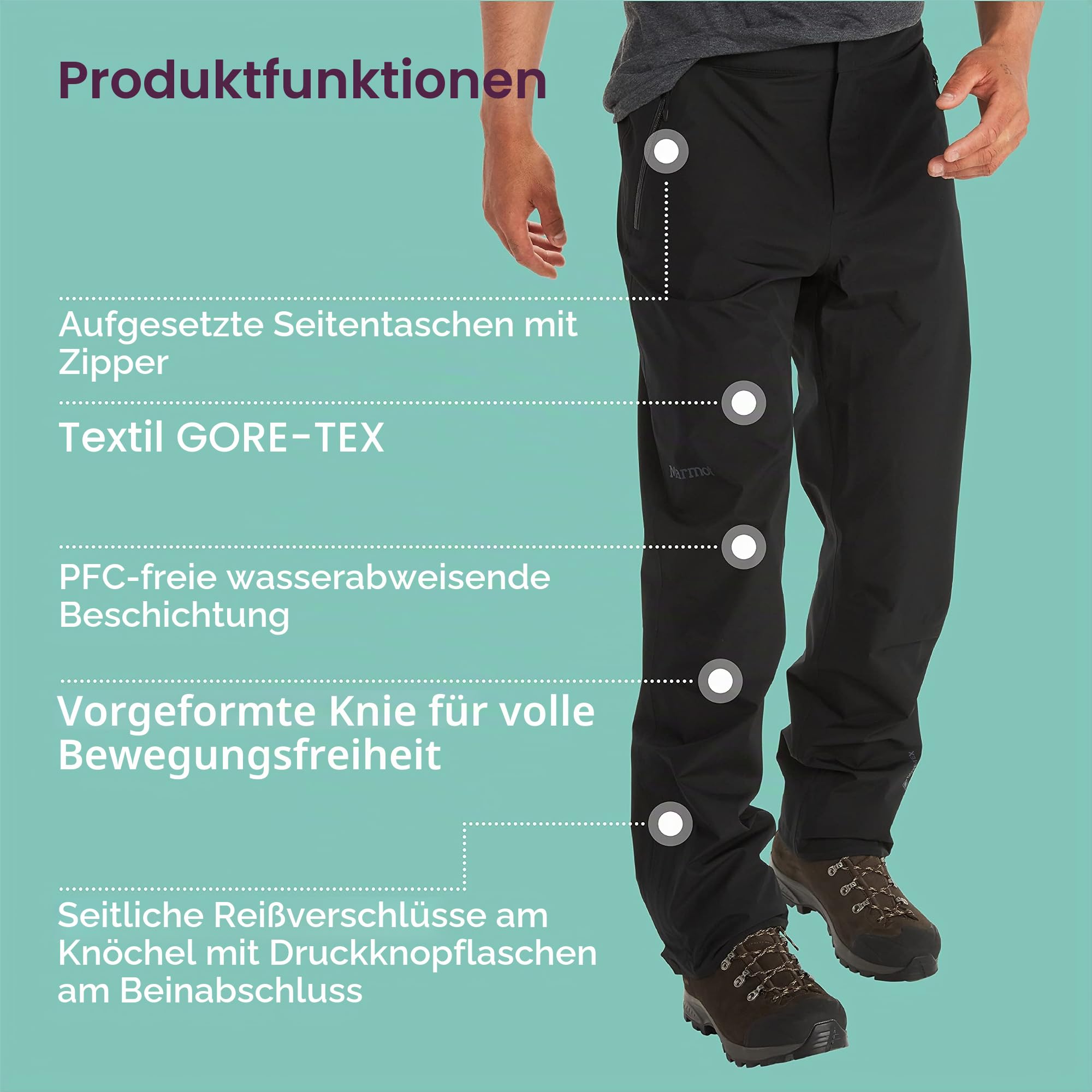 Marmot Herren Minimalist Pant, wasserdichte Gore-Tex Regenhose, Winddichte Wanderhose, Atmungsaktive Regenkleidung Zum Wandern Und Trekking