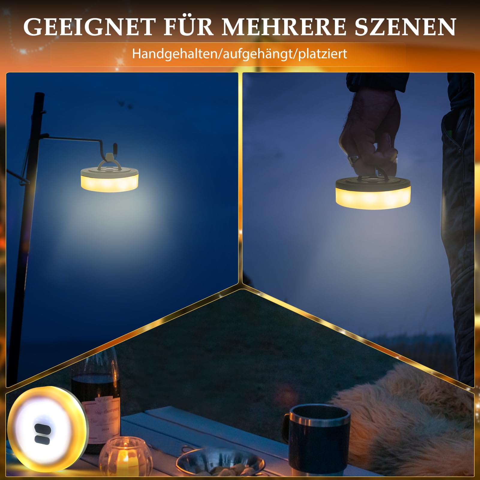 Guirlande Lumineuse De Camping 10m Rechargeable - 100 LED + Lanterne 50 LED + Urgence - USB-C, étanche IP44, Base Magnétique - 4