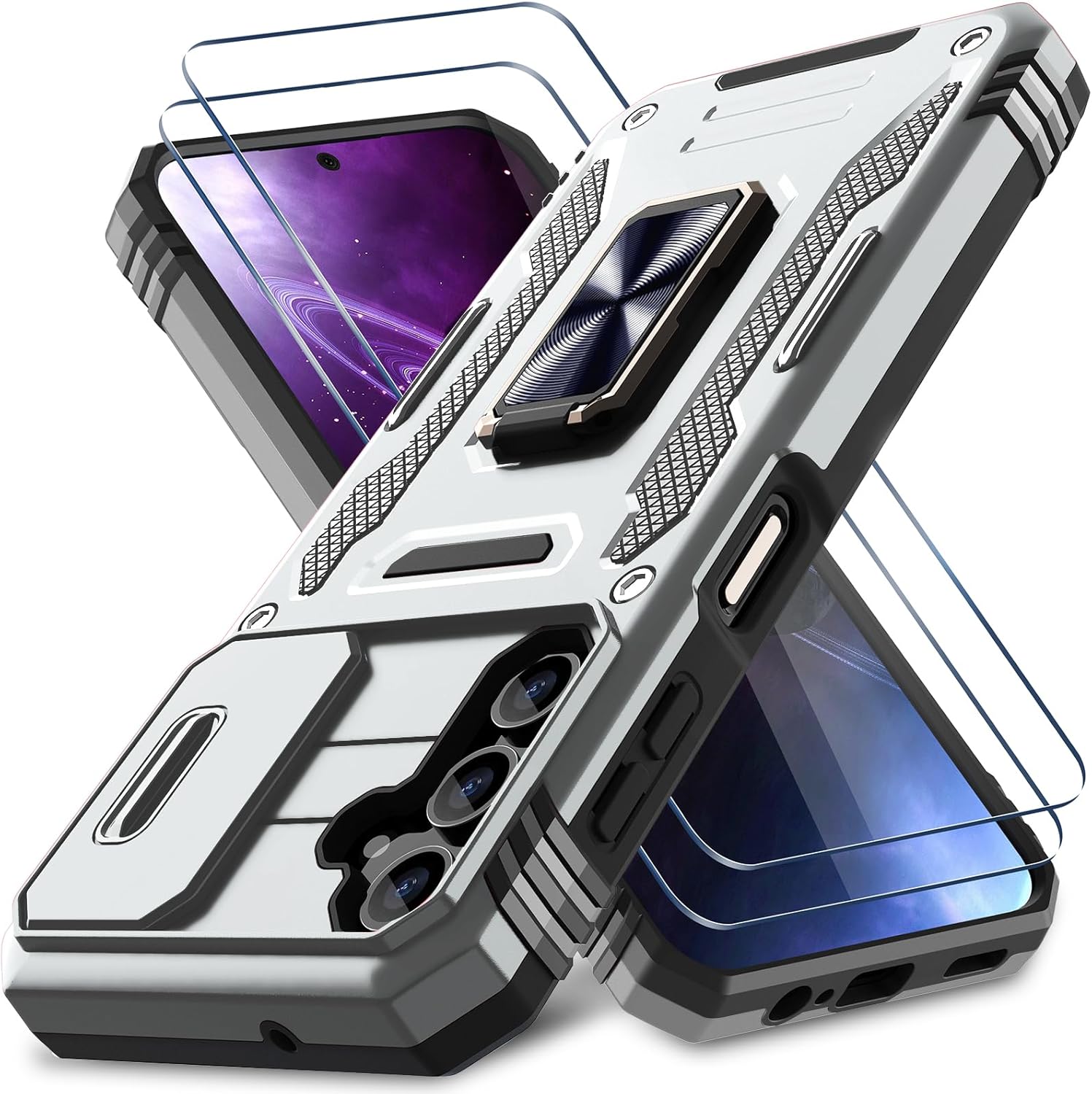 for Samsung Galaxy A54 5G Case with Slide Camera Cover + 2 Pcs Screen Protector, [Full Camera Protection] [Magnetic Rotated Kickstand] Military Grade Shockproof Phone Case for Galaxy A54 5G, Grey U_Grey