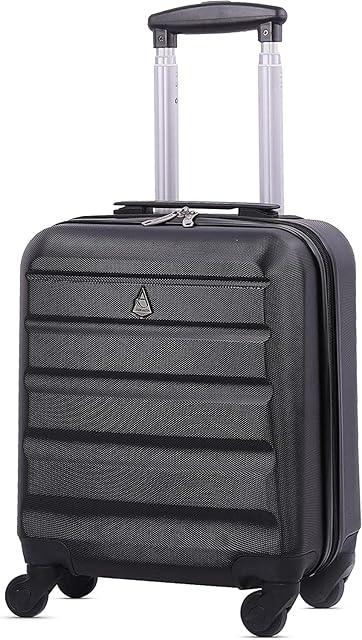 Aerolite 45x36x20 easyJet Maximum Size Hard Shell Carry On Hand Cabin Luggage Underseat Flight Bag Suitcase 45x36x20 with 4 Wheels (Black)