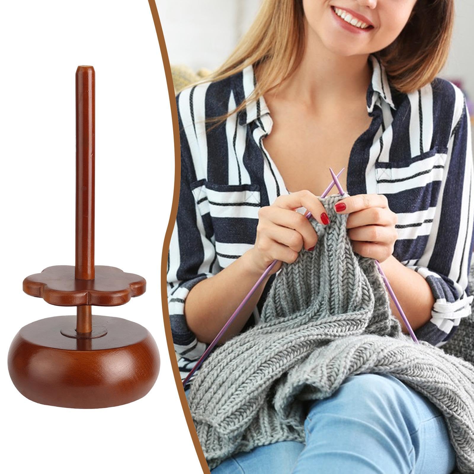 Garnhalter Spindelspender Garnspinner für Häkeln und Stricken Aufbewahrungsbox mit Deckel- Braune Farbe