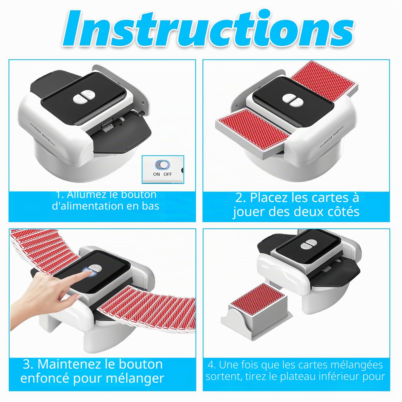 MéLangeur Cartes 2-en-1 Automatique/Manuel, Rechargeable USB | MéLangeur Intelligent Portable Adapté Parties De Poker, Blackjack Et Texas Hold'Em En Famille Et SoiréEs