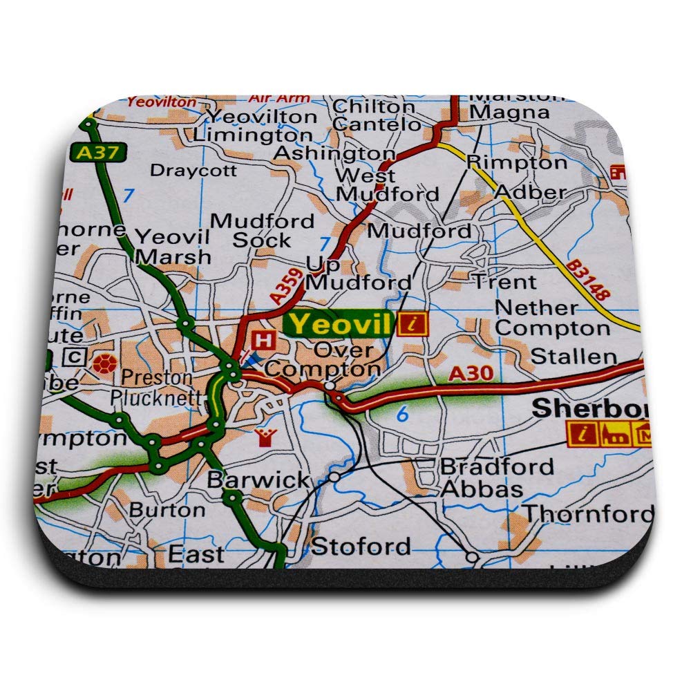 1 x Square MDF Fridge Magnet - Yeovil England Travel Holiday Map 46515
