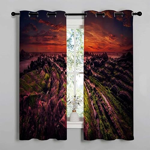 Miniatura 3 de Sun Blocking Curtains Coast Beach Sea View Sky Door Curtains Cortinas para Ventanas De Cuarto 55Inch Width by 45Inch Length,2 Panels
