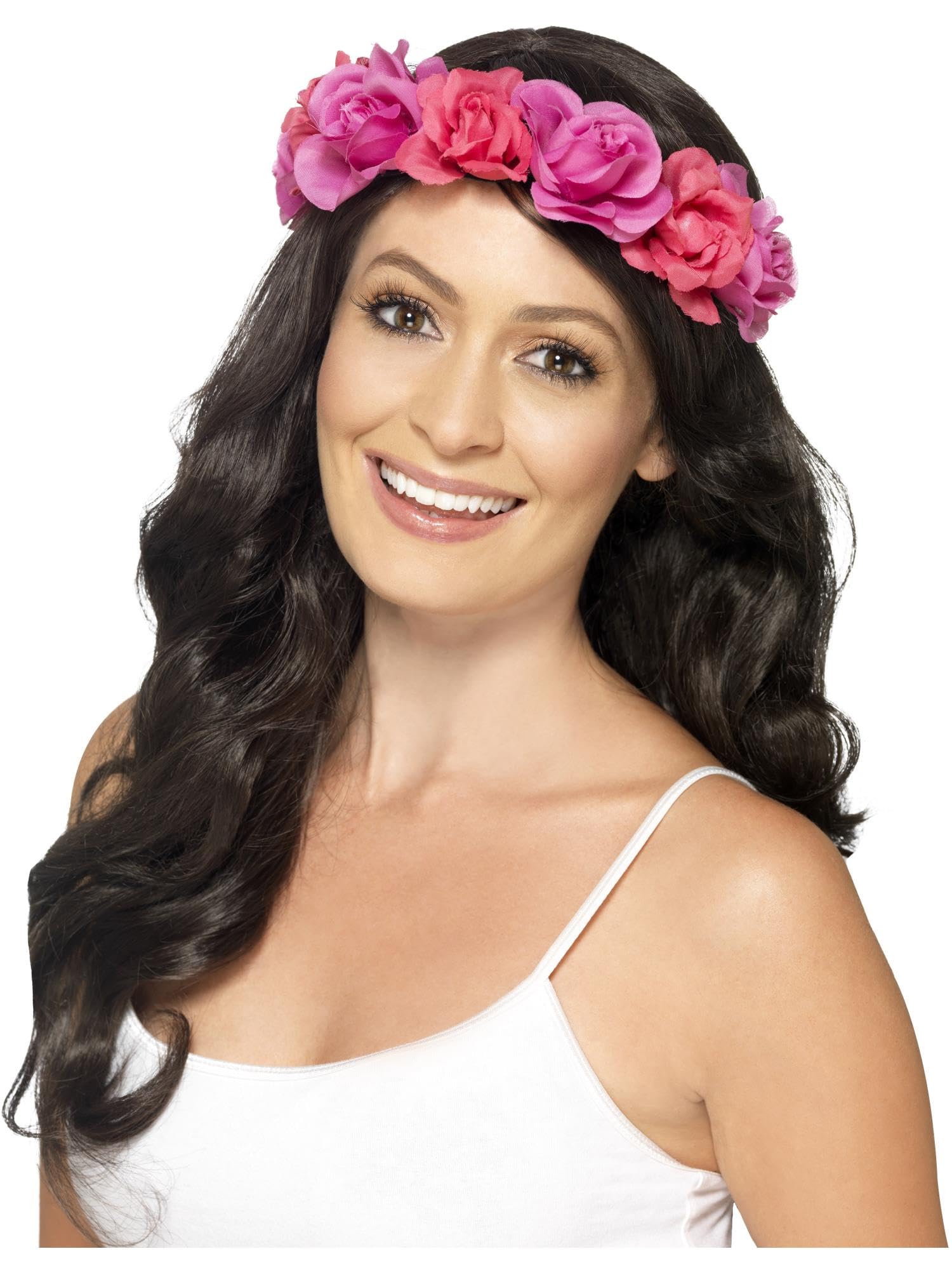 Smiffys Blumiger Haarkranz, Rosa Halloween