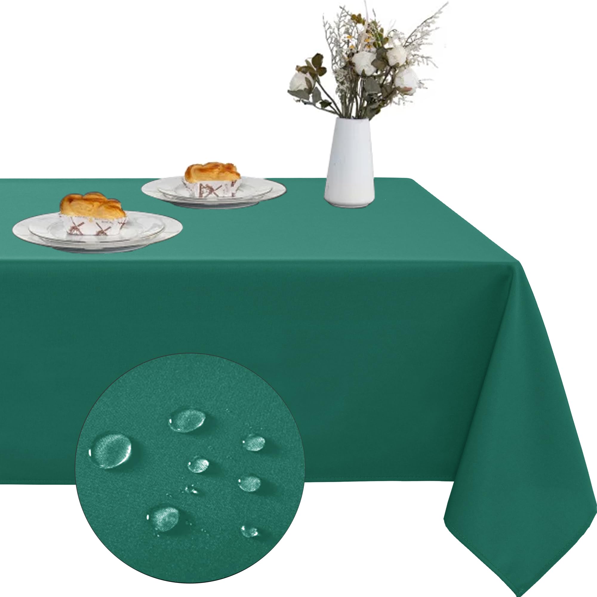 XWZO Table Cloth Rectangular Solid Table Cover Water Resistant Table Cloths Wipe Clean Tablecloth for Cafe, Restaurant, Buffet, Tabletop Party 140x240cm(55x95inches) Green