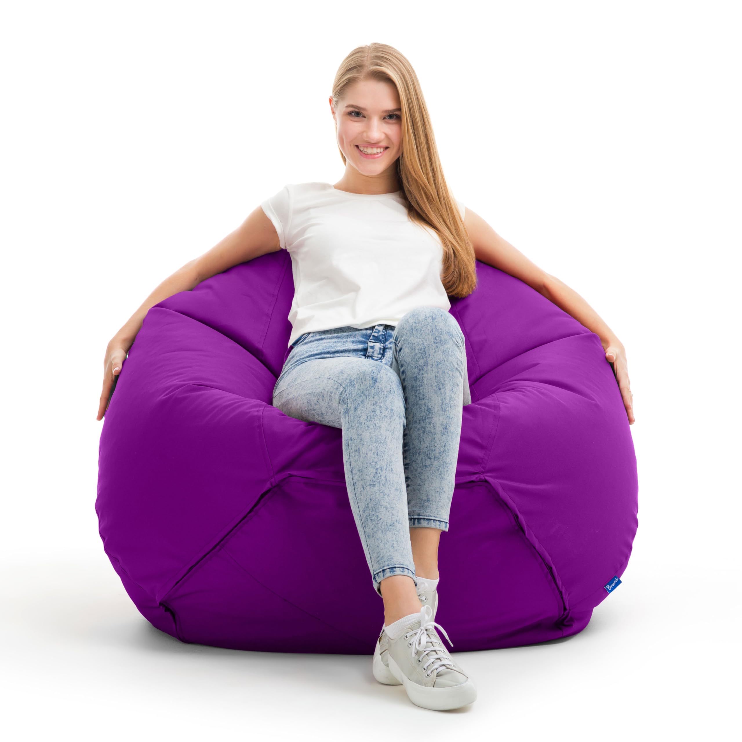 Bruni Pouf Classico XL Violet – Gros Pouf Salon Chambre pour Adultes, Pouf Poire Géant, Bean Bag Intérieur Extérieur Housse Lavable