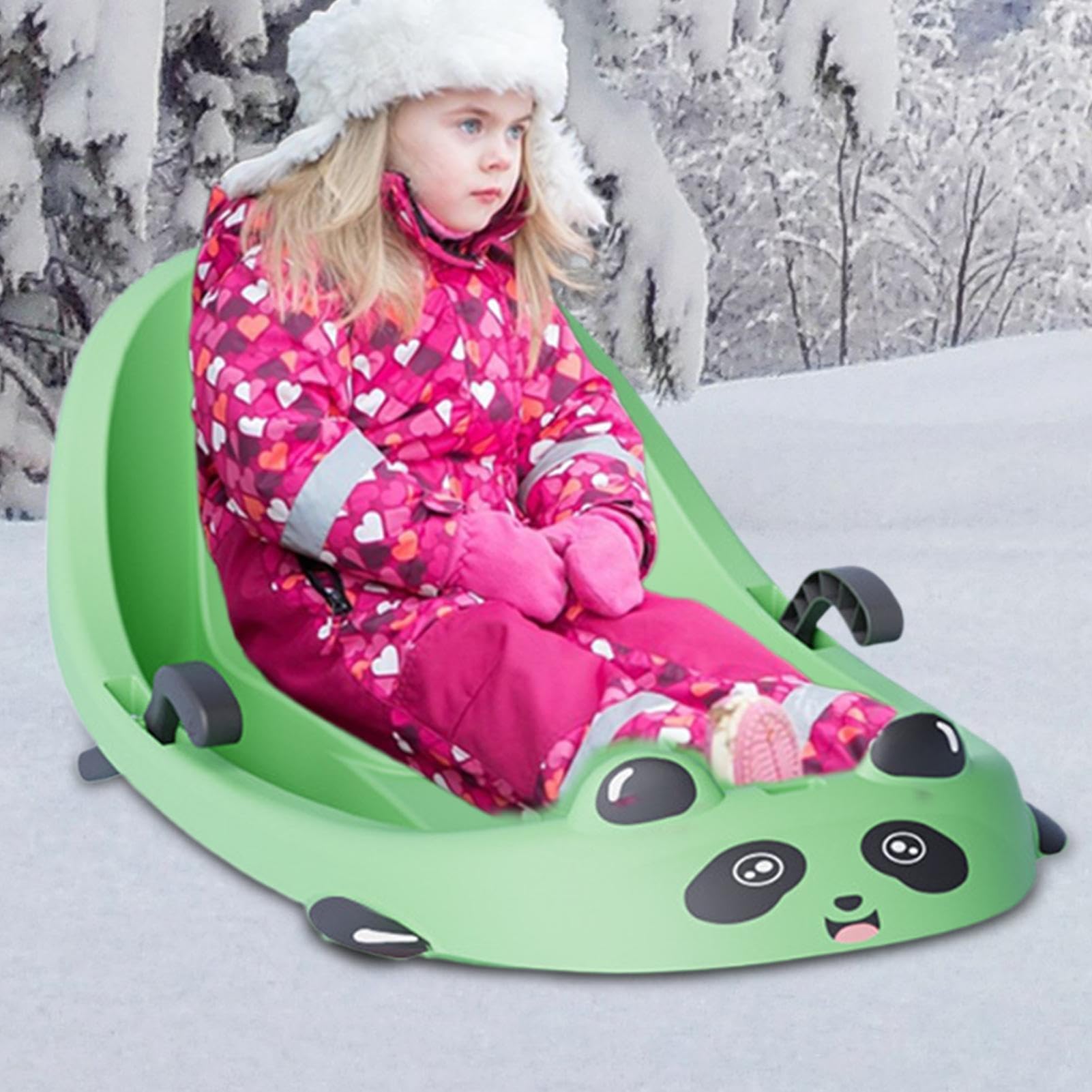 Luge à neige – Sports d'hiver en famille, frein intégré pour enfants | Traîneau extérieur pour filles et garçons d'âge préscolaire, parc des collines enneigées, aire de jeux dans le jardin