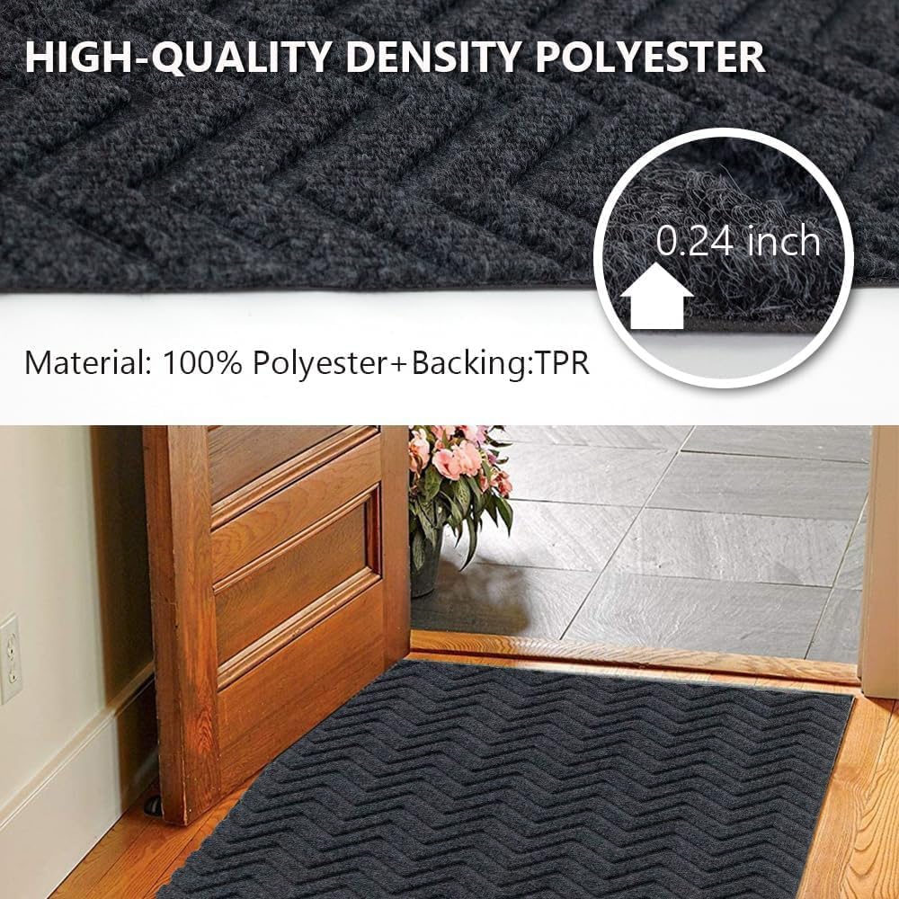 Runner Rug 2x6FT Custom Sizes,Commercial Hallway Runner Rubber Backing Non-Slip Carpet Washable Area Rugs for Entryway, Kitchen, Garage, Stairs, Front Door, Laundry Room,Grey