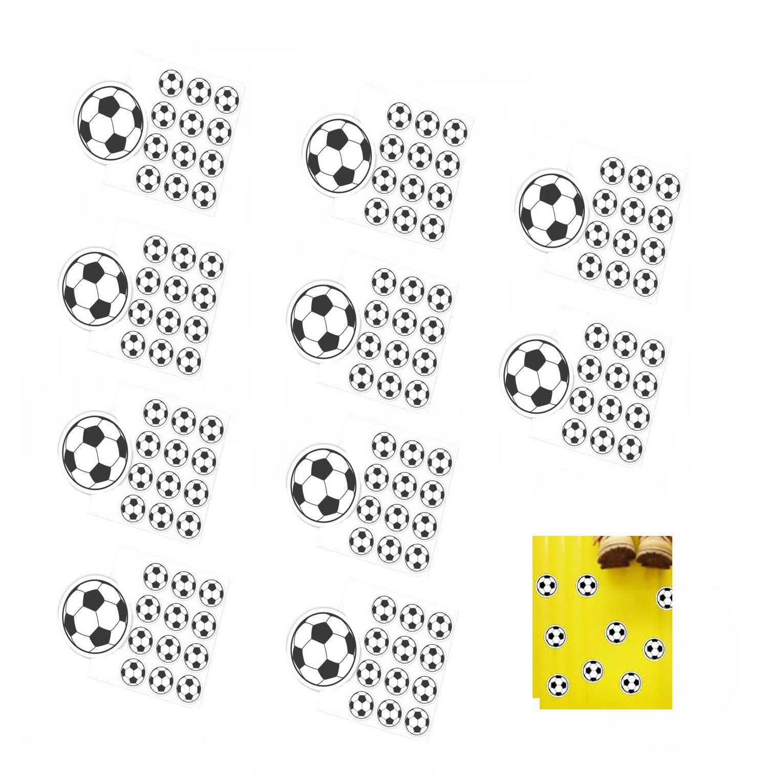 Selbstklebende Fußball-Aufkleber, 120 Stück, Premium-Fußball-Aufkleber, 3 cm, für Kinder, Fußballliebhaber, Dekoration für Fußball-Partys