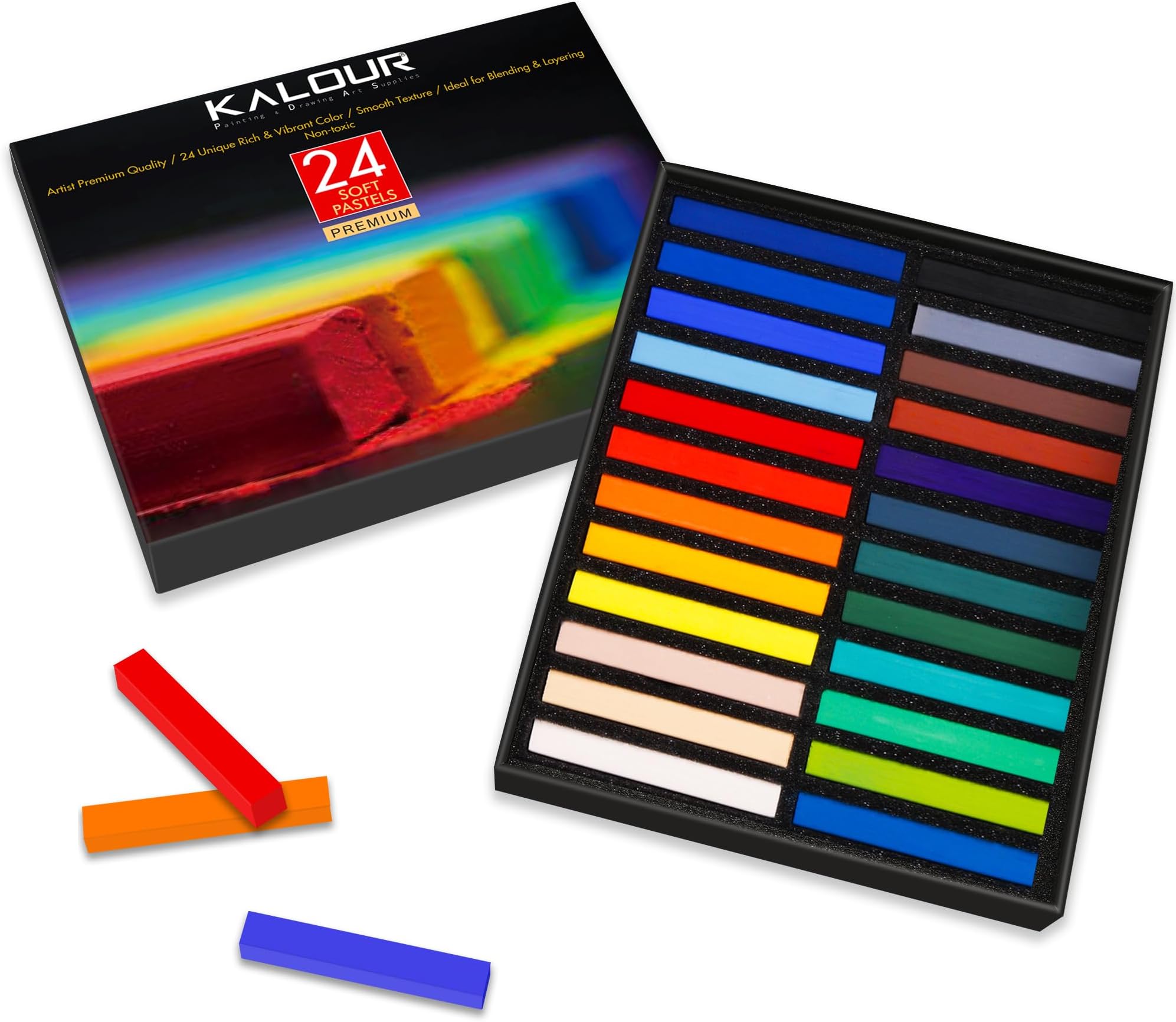 Artecho 12pcs Neon Soft Pastels, Square Chalk for Drawing