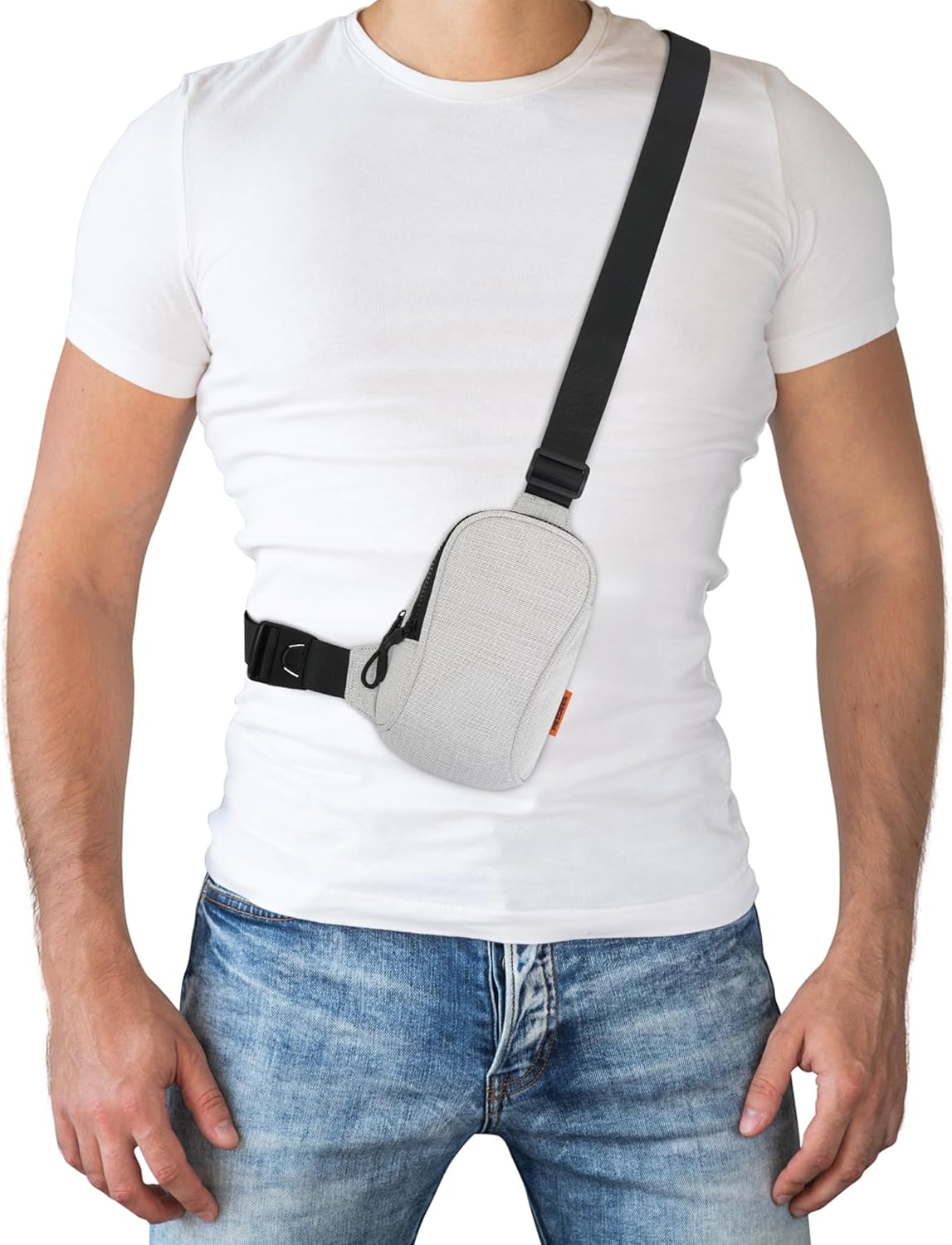 Peicees Sportswear Essentials Small Crossbody Bag for Men Women Mini Sling Bag Travel Running Phone Daypack Cross Body Shoulder Bags, White