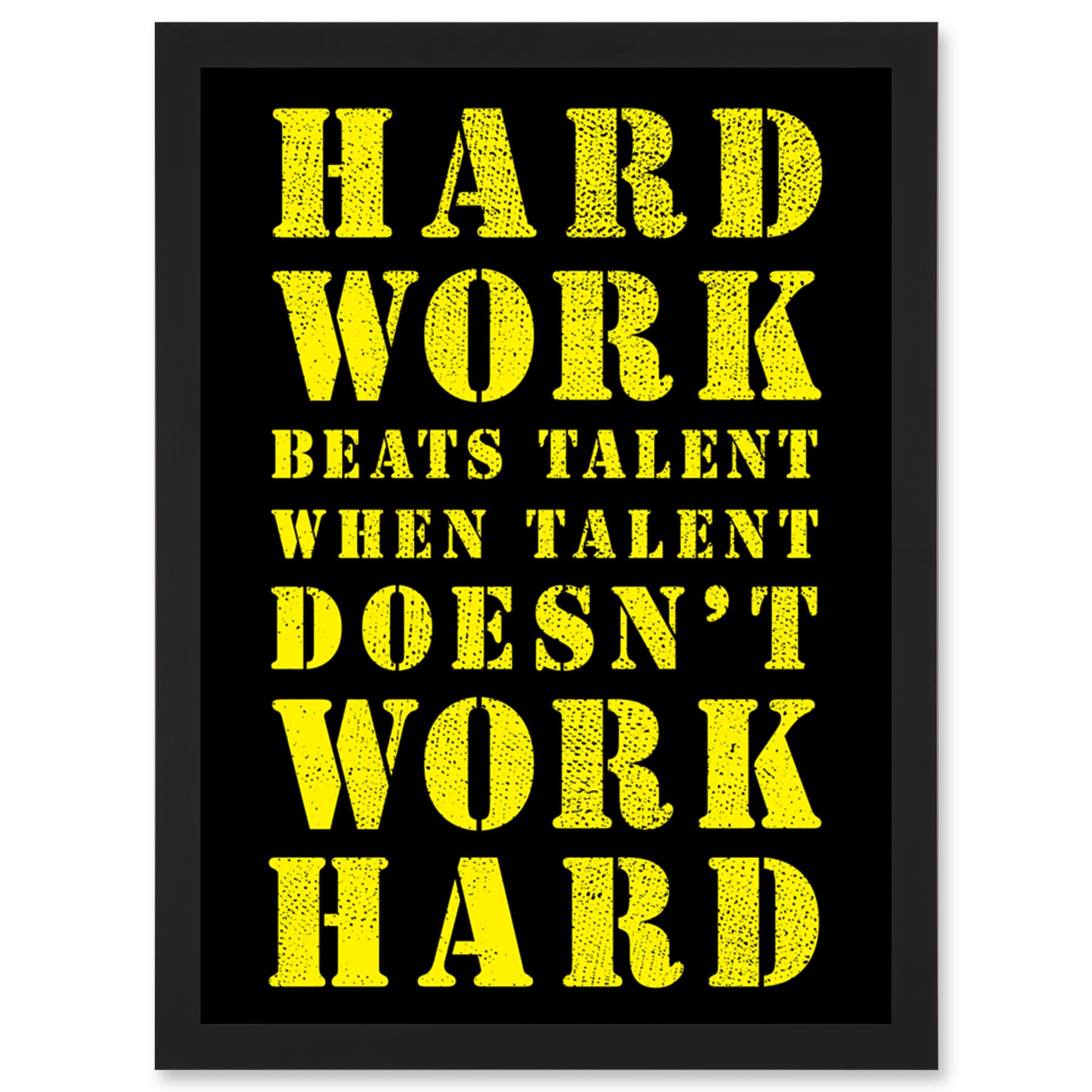 Artery8 Exercise Motivation Hard Work Beats Talent Inspirational Gym Wall Art Artwork Framed Wall Art Print A4