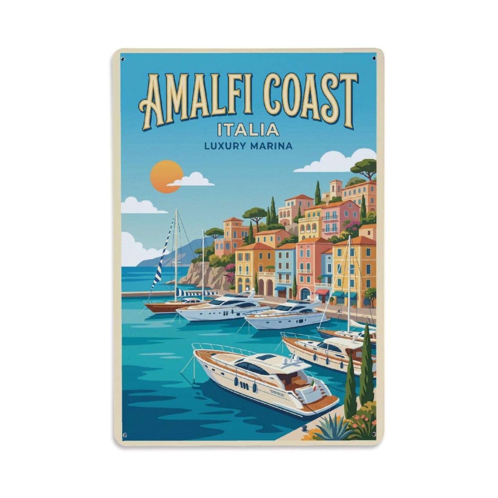 Vintage Travel Marina Italy Luxury Metal Tin Sign