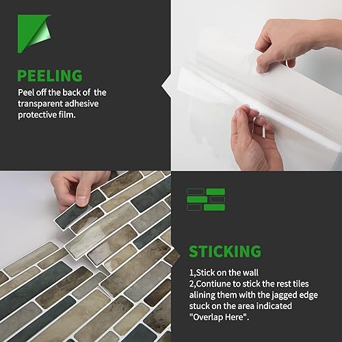 Miniatura 5 de LONGKING - Loseta en muro adhesiva para cocina con diseño de mármol (10 azulejos)