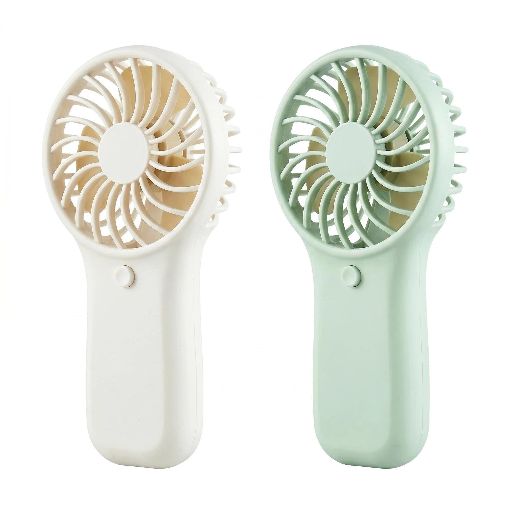 Toyhood 2Pcs Mini Portable Fan Handheld, Battery Operated Portable Small Personal Fans, Cute Handheld Fans, for Summer Travel Beach Office Indoor Outdoor Lash Makeup
