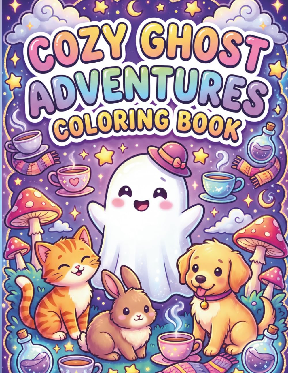 Cozy Ghost Adventures Coloring Book for Kids and Adults: Cute and Relaxing Spooky Fun Designs with Easy Bold Pages