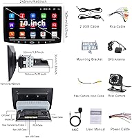Vista 2 de Android Single Din Car Stereo 10 inch Rotatable Angle Screen Touch Screen Android Head Unit Support GPS Navigation FM RDS Bluetooth HiFi WiFi USB