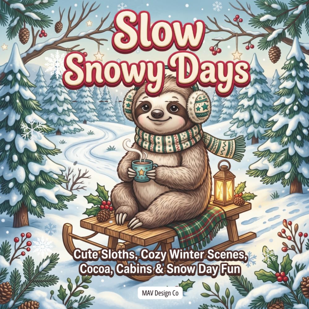 Slow Snowy Days: Cute Sloths, Cozy Winter Scenes, Cocoa, Cabins & Relaxing Snow Day Fun