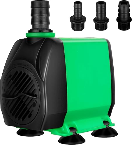 Simple Deluxe Bomba sumergible de 800 GPH (3000 LH, 24 W), bomba de fuente ultra silenciosa de elevación de 10 pies con 3 boquillas para pecera,