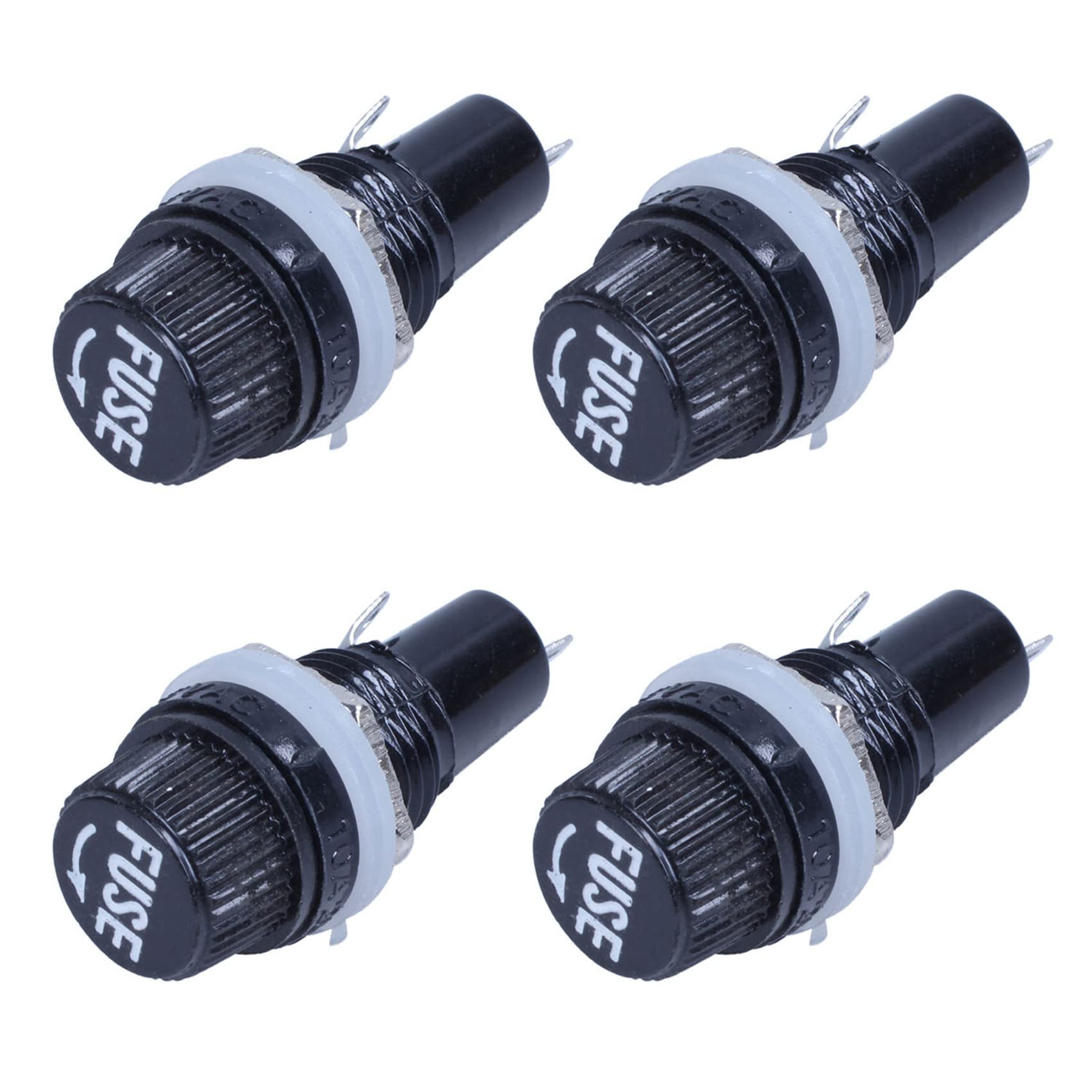 Jnchdghwa Black & Silver Tone 4Pcs 12Mm Thread With Welding Panel Mount Fuses Holder Socket For Fuses 5X20mm