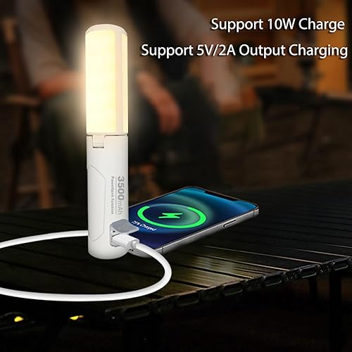 Miniatura 6 de Linterna de campamento, luces magnéticas portátiles para acampar con 3 modos, con batería recargable de 3500 mAh, linternas impermeables IP44,