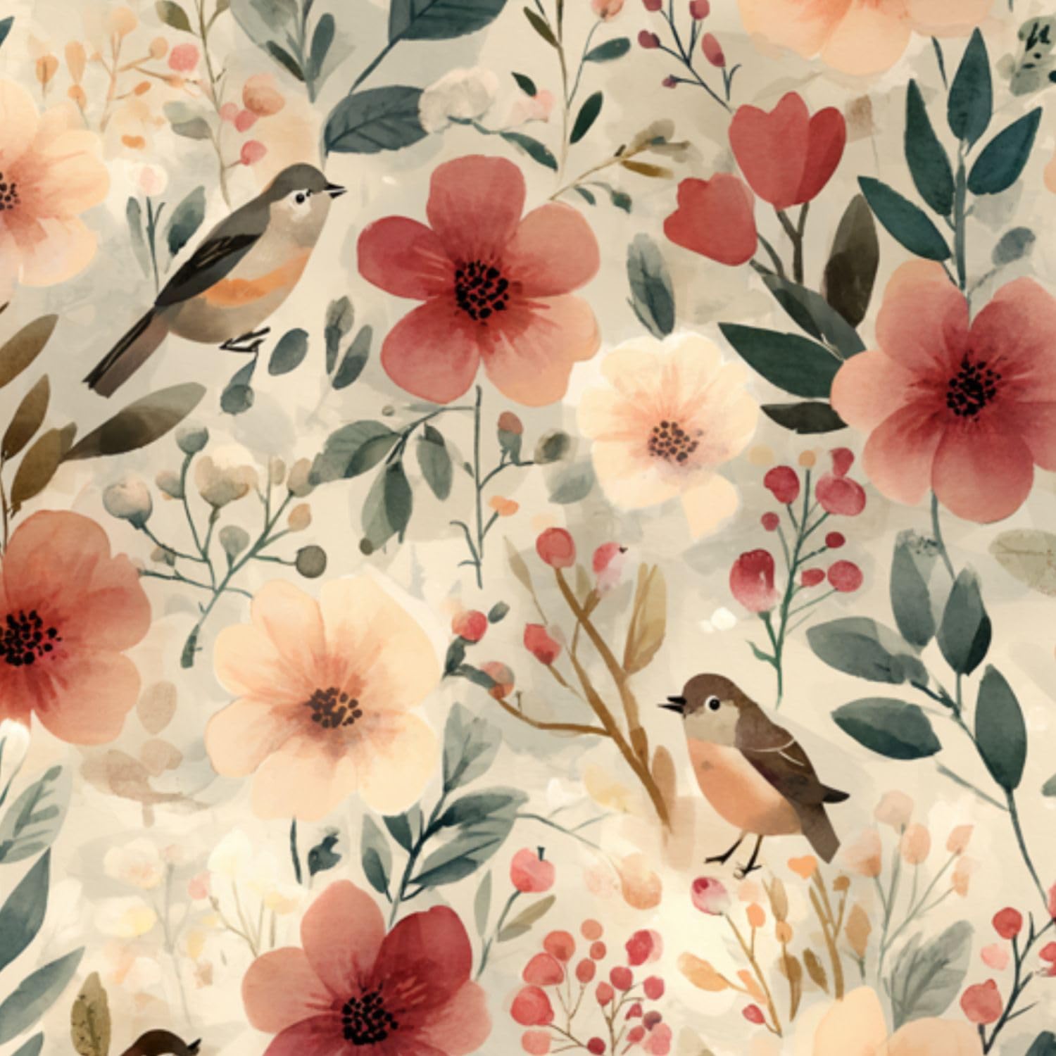 DERUINVAIO Self Adhesive Feature Removable Elegant Botanical Wildflower Peel and Stick Vinyl Wallpaper Roll, Sticky Lining Paper for Bedroom, Living Room, Kitchen Walls