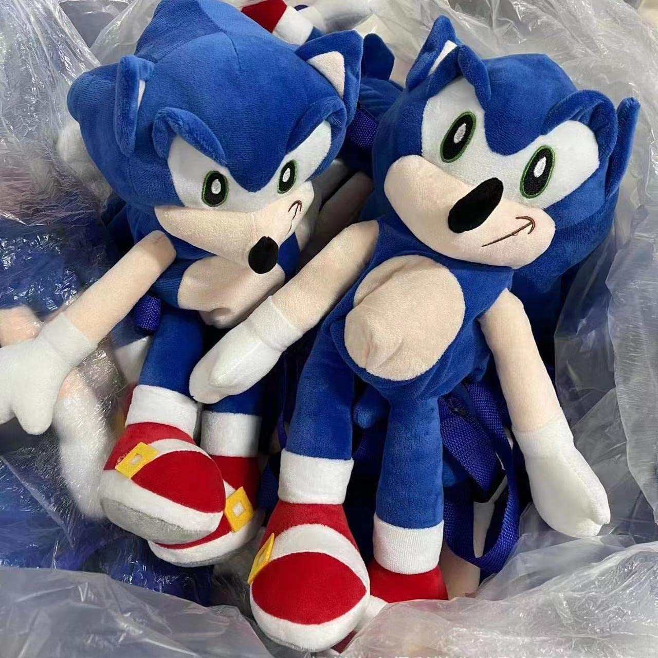 Sonic Hedgehog Plush Backpack with Keychain, 17 inches, Cartoon