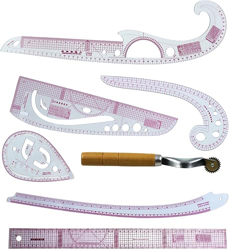 YIJU Juego de reglas de costura, accesorios de costura, costura, principiantes, dibujo, portátil, duradero, profesional, herramientas de diseño, 6