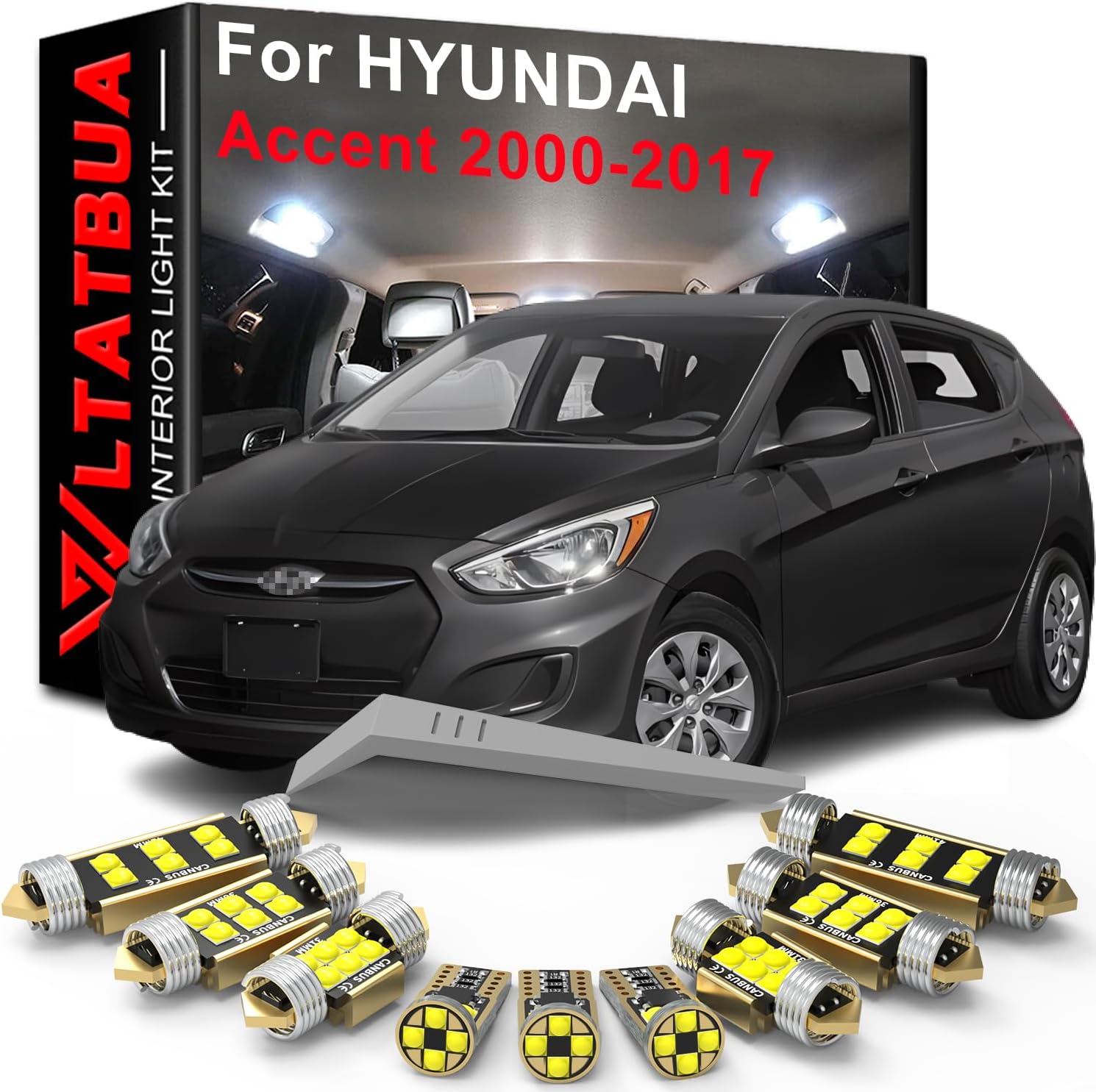 LED Interior Light Kit Replacement for HYUNDAI Accent LC MC RB RC 2000 2001 2002 2003 2004 2005 2006 2007 2008 2009 2010 2011 2012 2013 2014 2015 2016 2017