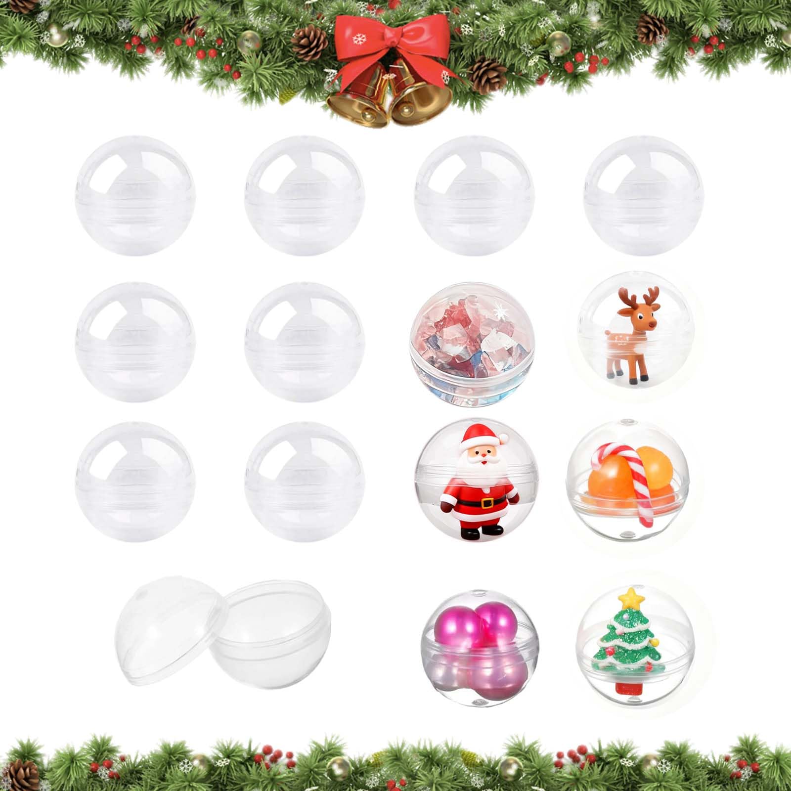 100 Boules Plastique Transparentes 28 Mm - Capsules Vides à Remplir Pour Décorations DIY, Noël, Mariage