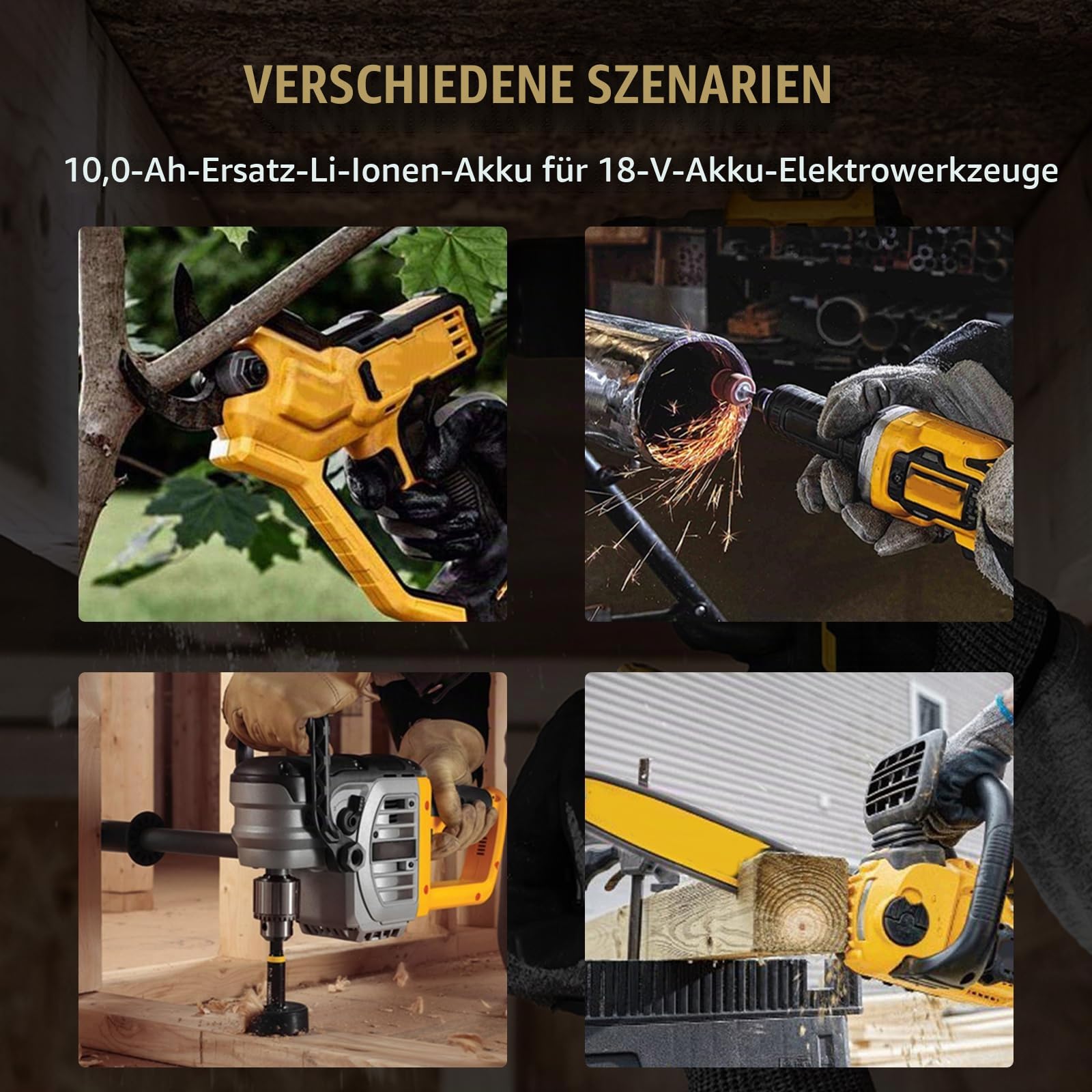 2er-Pack 10.0Ah Ersatzakku für Dewalt Akku 18V+ Ladegerät DCB107 Kompatibel mit DCB206 DCB204 DCB203 DCB201 DCB200 DCD/DCF/DCG Serie Akku-Elektrowerkzeuge