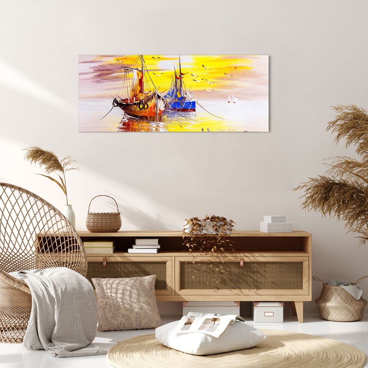 Tableau Toile Voiliers 100x40cm ARTTOR - Déco Murale Nautique - Impression HD Résistante UV