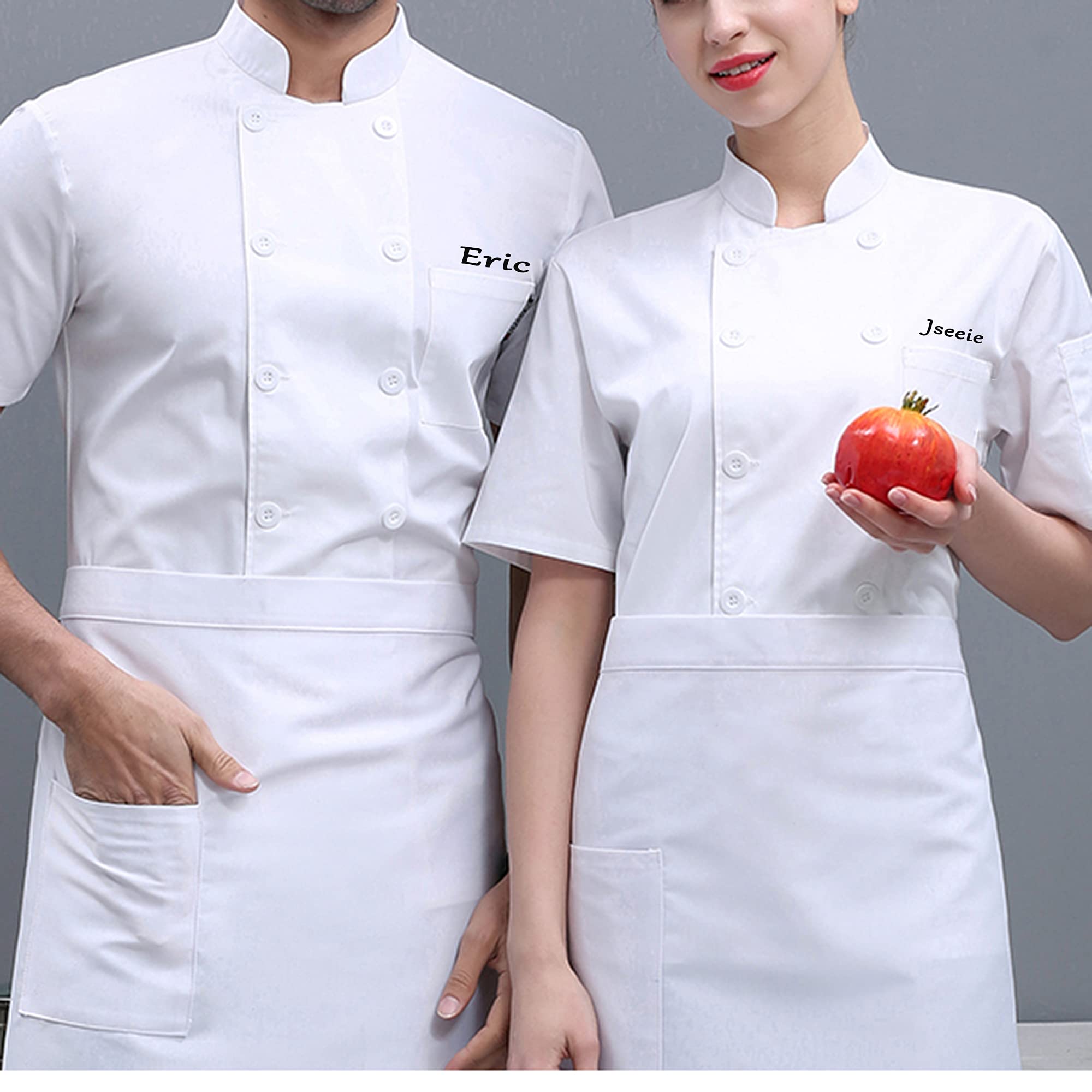 Personalisierter Kochmantel Kurzarm Kochhemd mit Kochmütze Custom Restaurant Arbeitsuniform Food Service Kochjacke