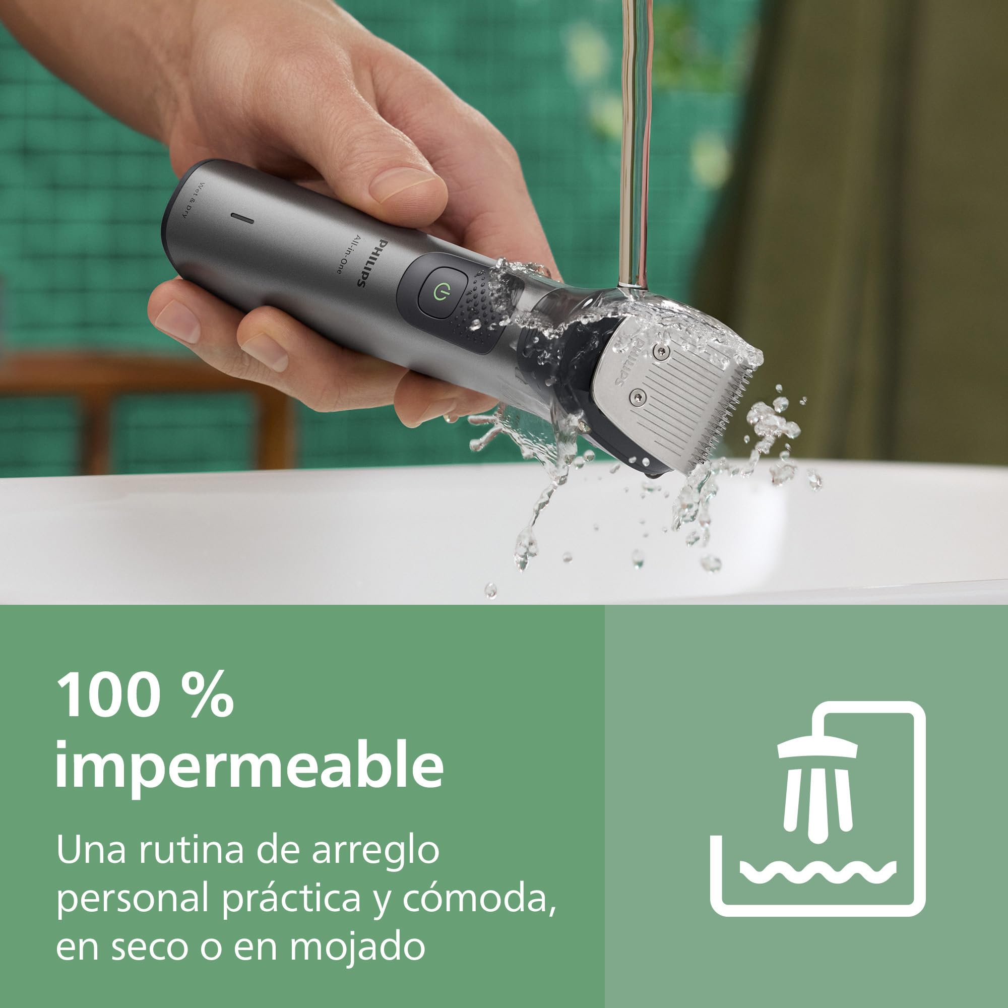 Philips Recortadora todo en uno de 17 en 1 Serie 7000 - Afeitadora y cortapelos hombre para rostro, cabeza y cuerpo, cuchillas de acero autoafilables, 26 longitudes, recargable, MG7961/15