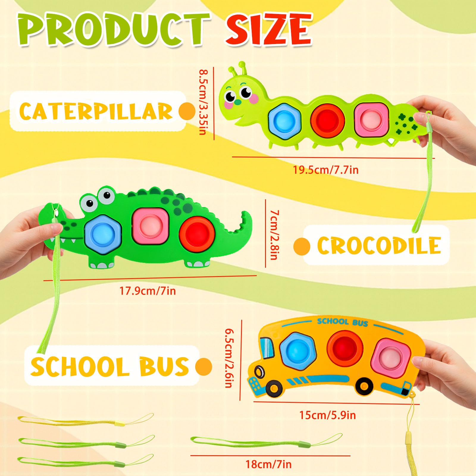 Sensory Fidget Toy for Kids 3 Pcs Fidget Popper Push & Popping Bubbles Cultivate Fine Motor Skill, Montessori Toy - Image 2