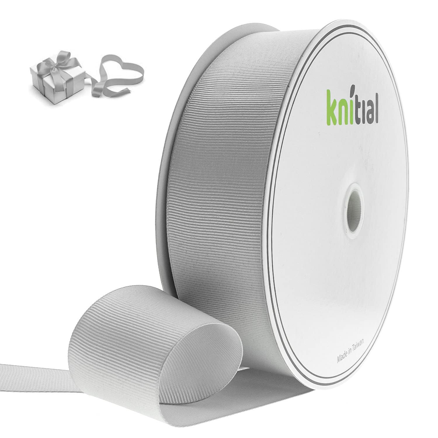 Cinta plateada de grogrén de 1-1/2 pulgadas x 50 yardas para envolver regalos, lazos para el cabello, decoraciones, arreglos de fl